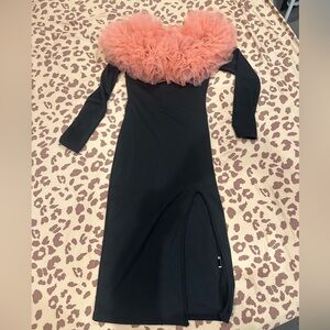 Black and Pink Ruffle Dress